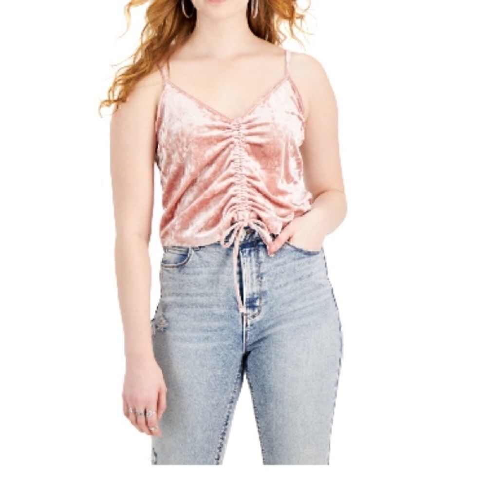 New Hippie Rose Juniors' Ruched Tie-Hem Camisole, shirt, tank top, crop,L